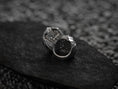 Load image into Gallery viewer, Side profile of silver ring showcasing dragon wings.
