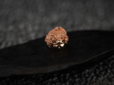 Front view of rose gold-plated Medusa ring variant.