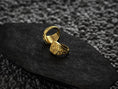 Load image into Gallery viewer, Interior view of the yellow-gold plated ring, showing the smooth polished underside and maker’s hallmark.
