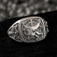 Load image into Gallery viewer, Oxidized Finish Templar Lion Signet Ring on black velvet background
