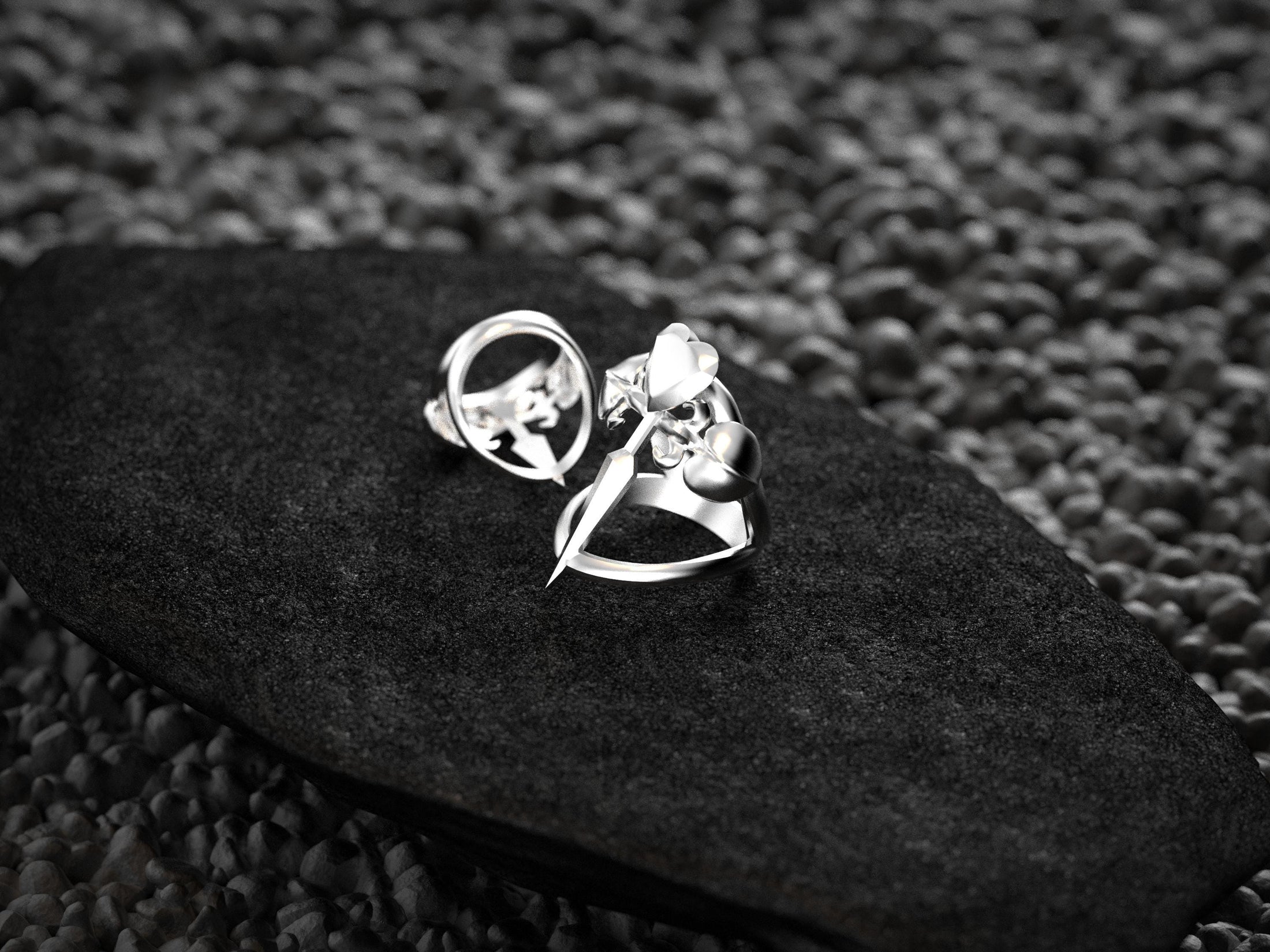 Heart Dagger Ring – Sterling Silver Love and Pain Statement Ring for Gothic, Romantic & Symbolic Jewelry Style