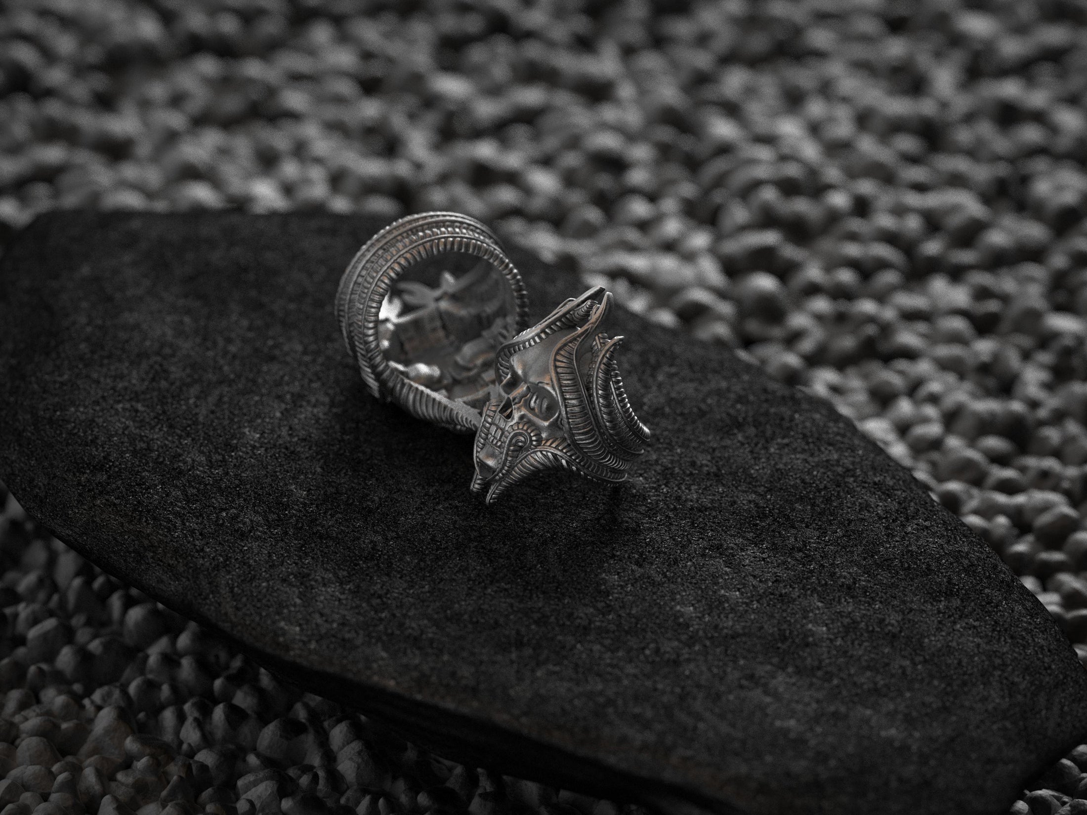 Lich Skull Wizard Ring – Gothic Fantasy DnD Jewelry for Dark Mage, Undead Sorcerer Ring in Sterling Silver