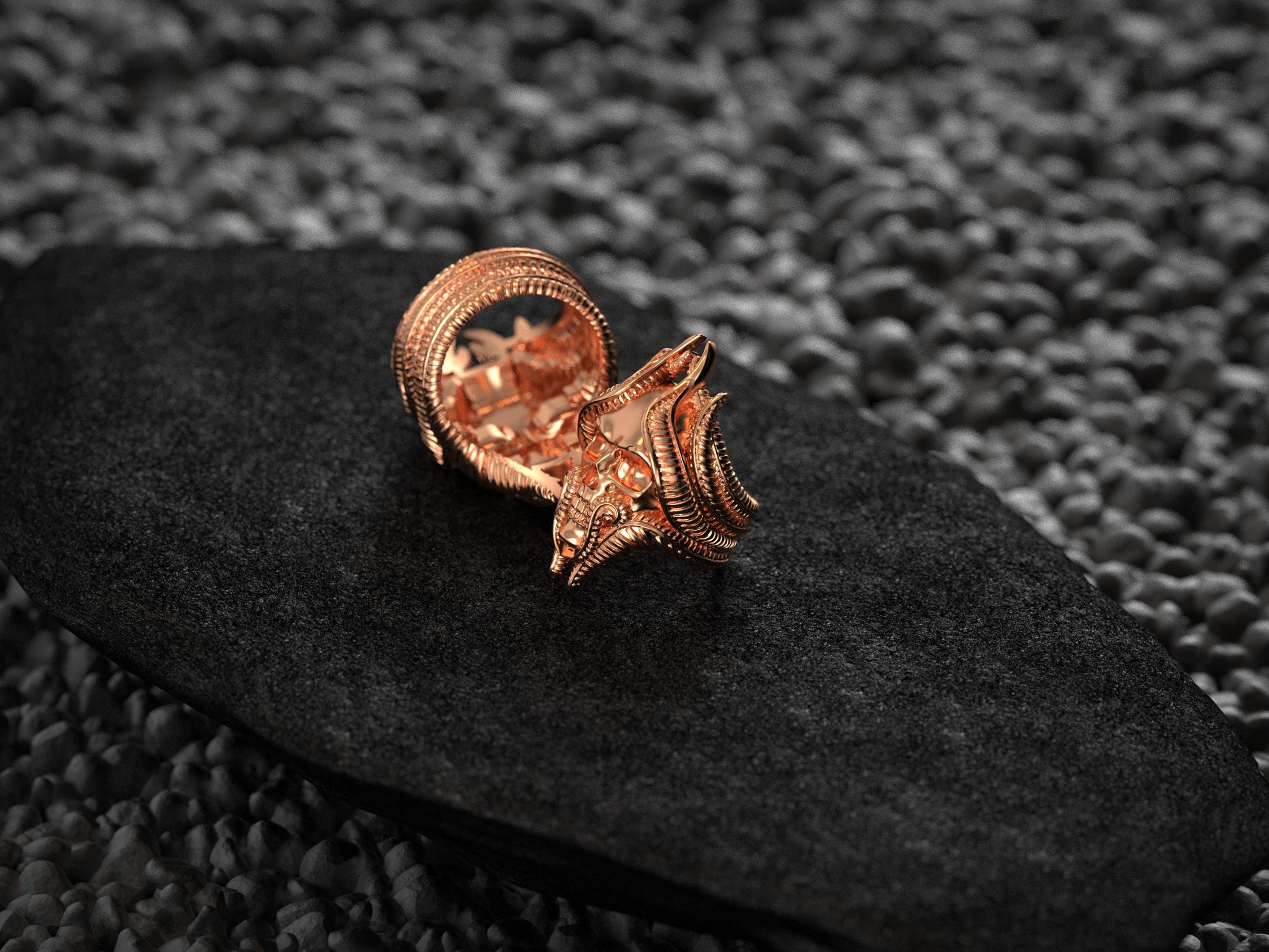 Lich Skull Wizard Ring – Gothic Fantasy DnD Jewelry for Dark Mage, Undead Sorcerer Ring in Sterling Silver