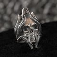 Load image into Gallery viewer, Lich Skull Wizard Ring – Gothic Fantasy DnD Jewelry for Dark Mage, Undead Sorcerer Ring in Sterling Silver
