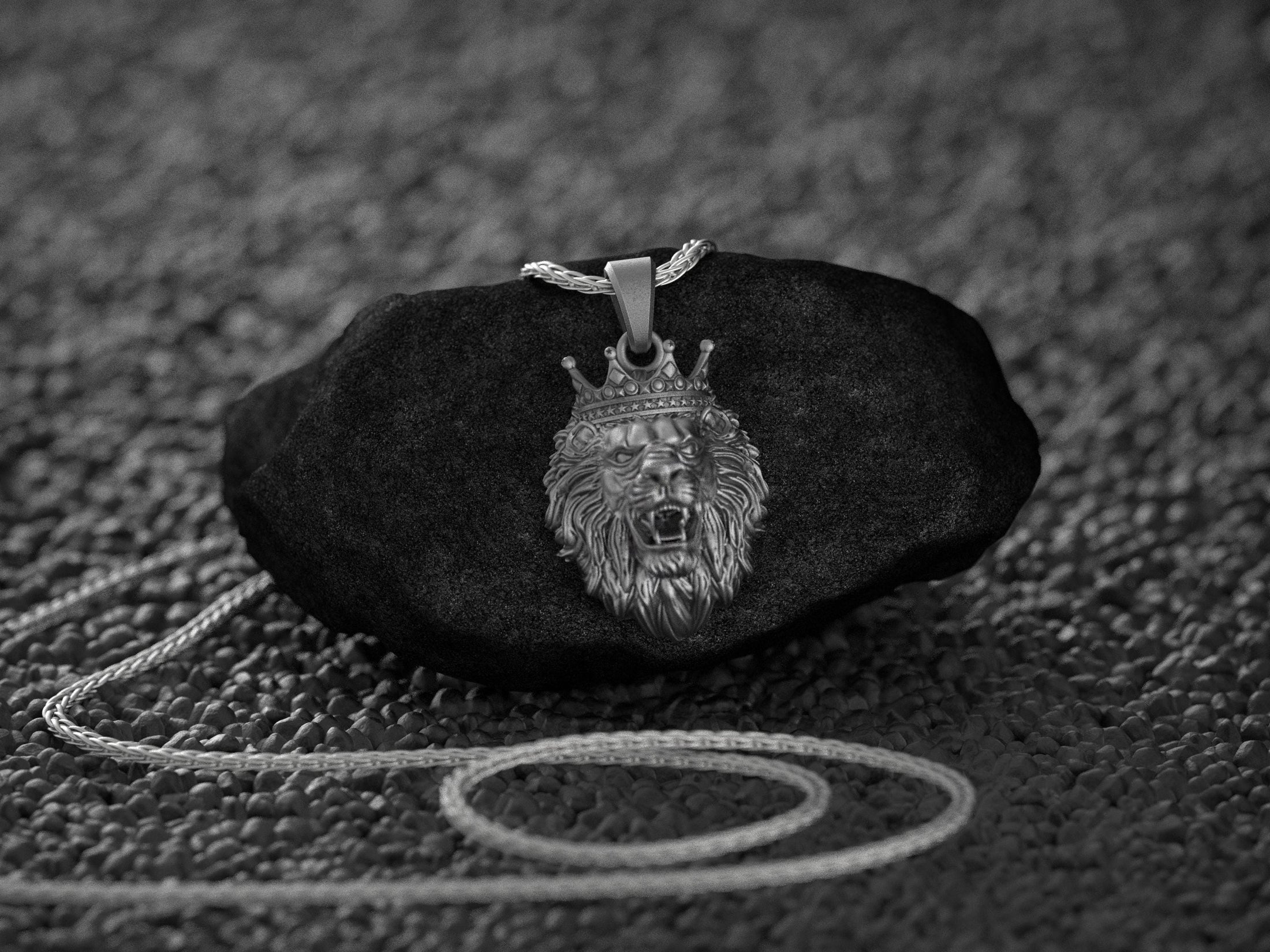 Sterling Silver Crowned Lion Pendant