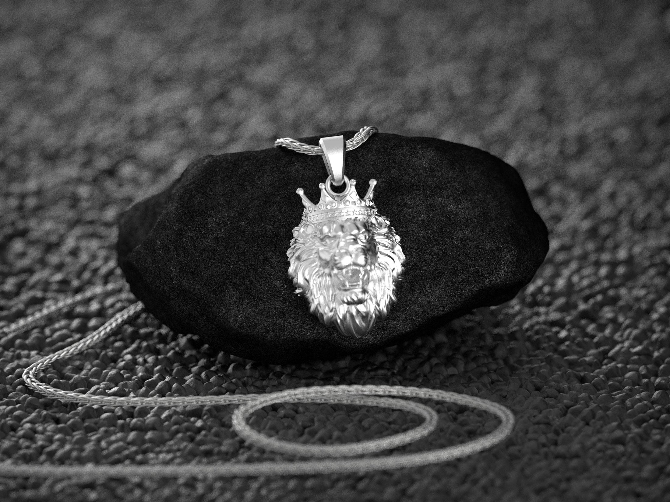Sterling Silver Crowned Lion Pendant