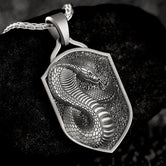 Cobra Shield Pendant • Serpent Guardian Necklace • Mystic Wisdom Amulet • Snake Power Medallion