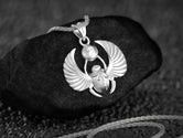 Scarab Horus Ancient Egypt Gift Jewelry Mens Silver Necklace Egyptian Unisex Winged Accessory Pendant Oxidized Gold Plated Beetle