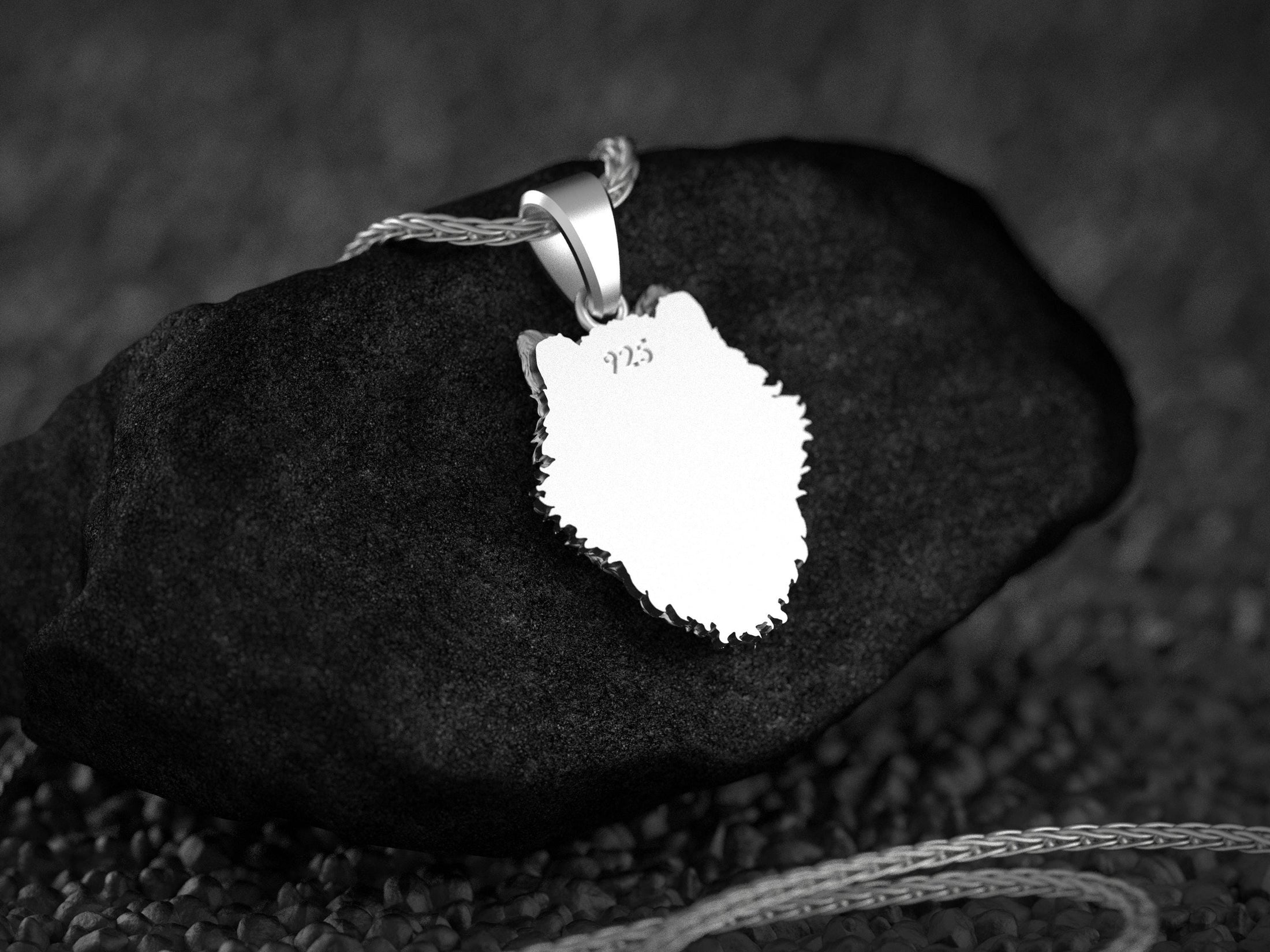 Sterling Silver Wolf Head Pendant