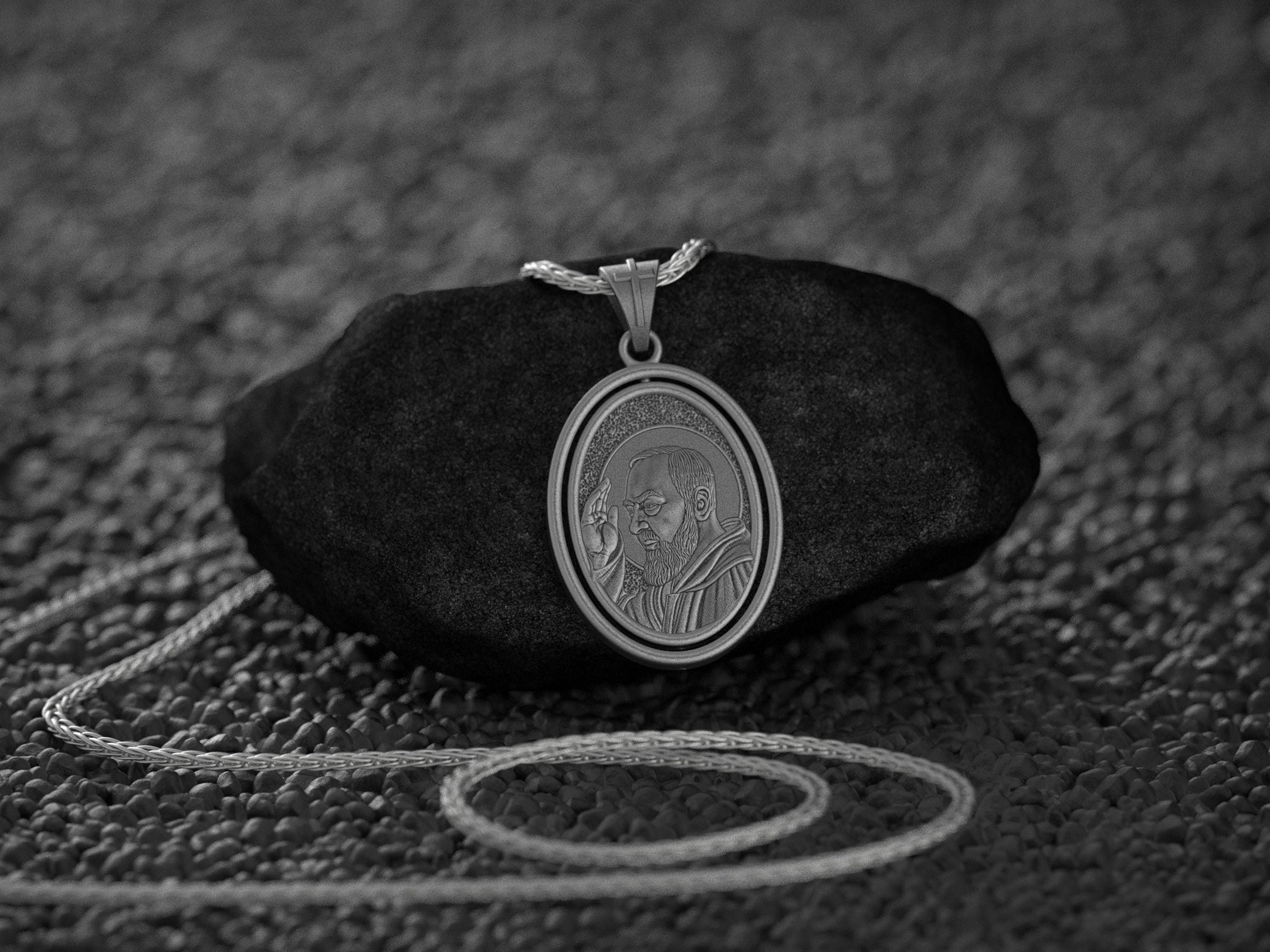 Spinning Padre Pio Pendant - Engravable