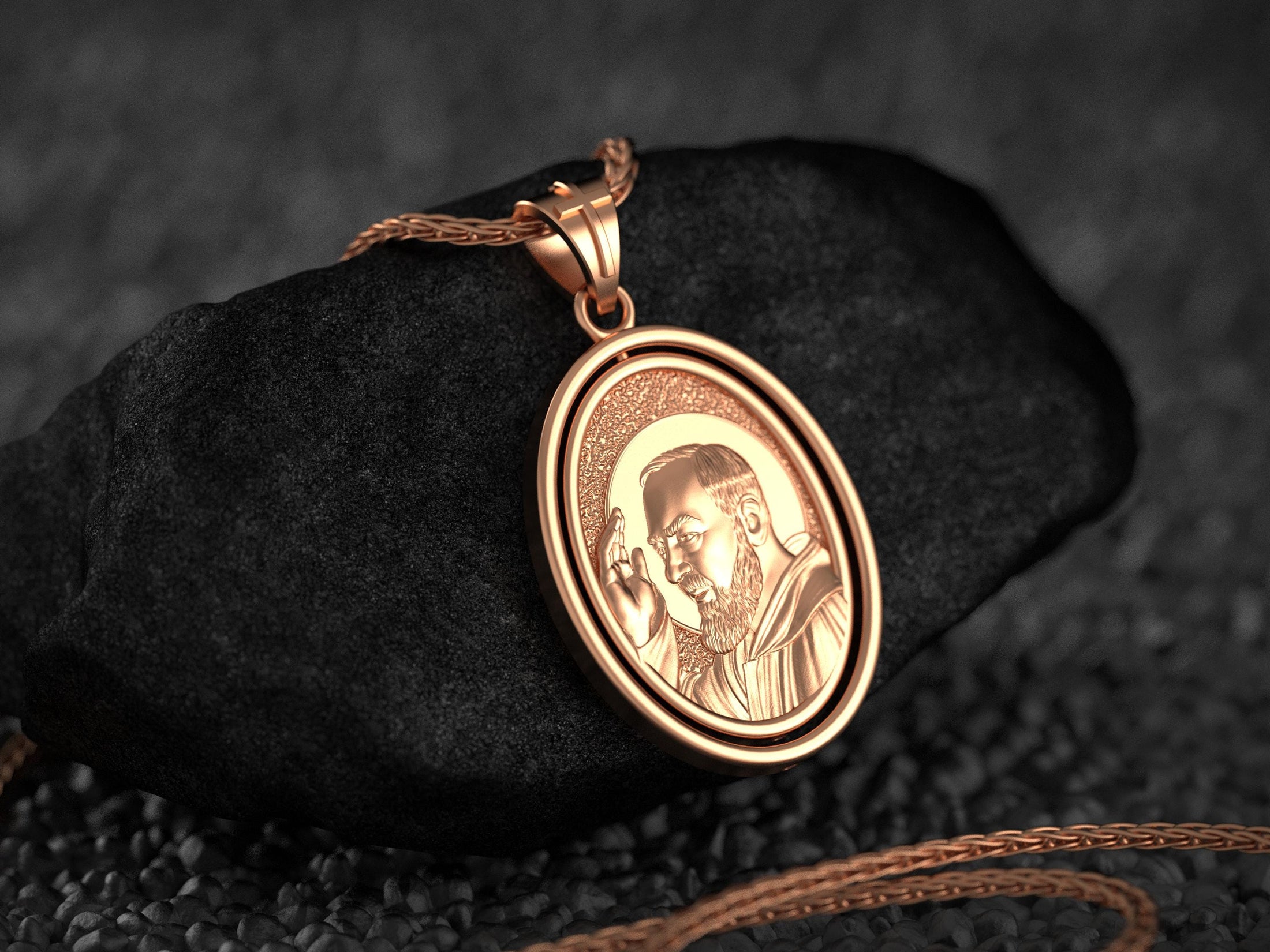 Spinning Padre Pio Pendant - Engravable