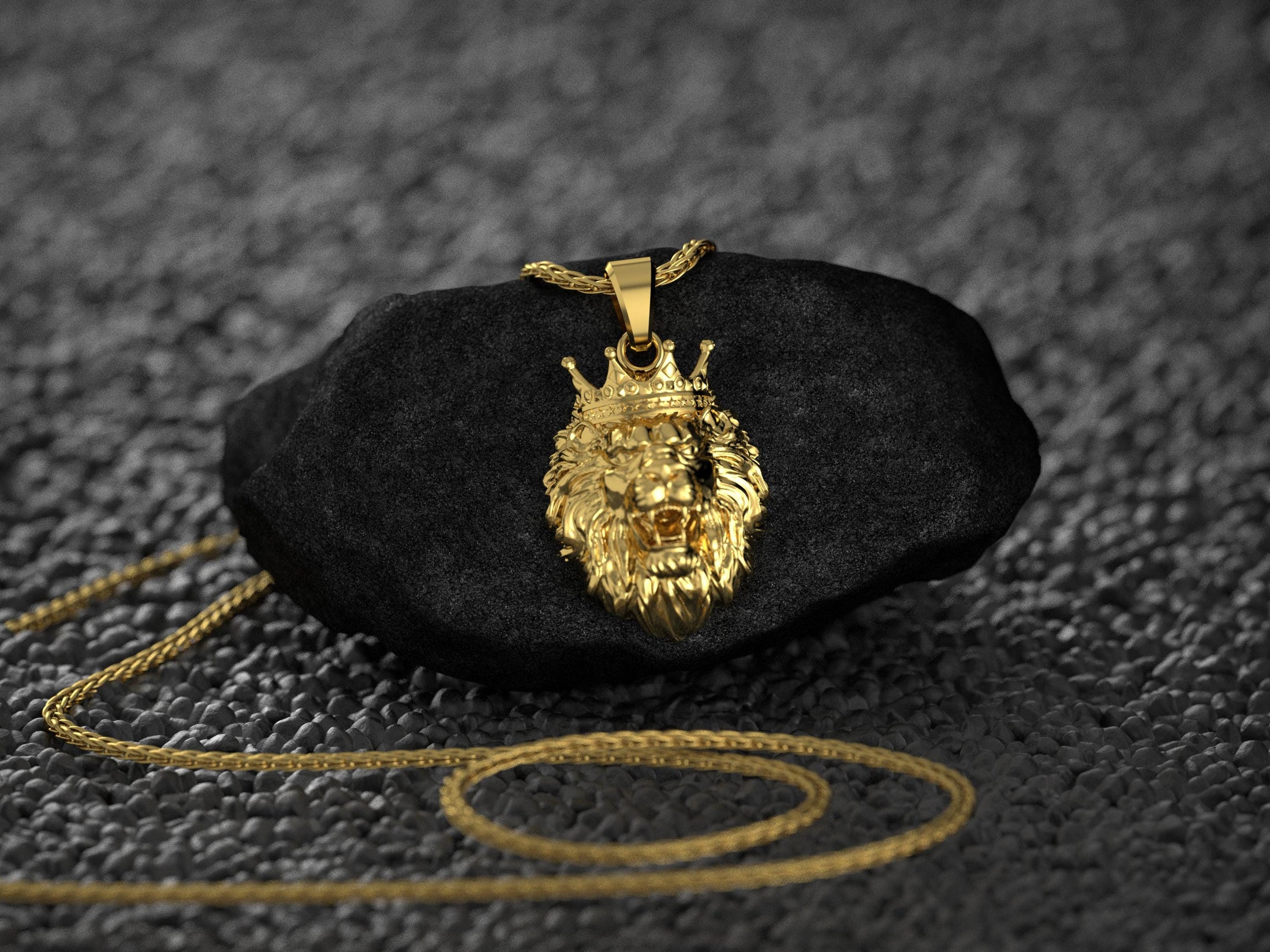 Sterling Silver Crowned Lion Pendant