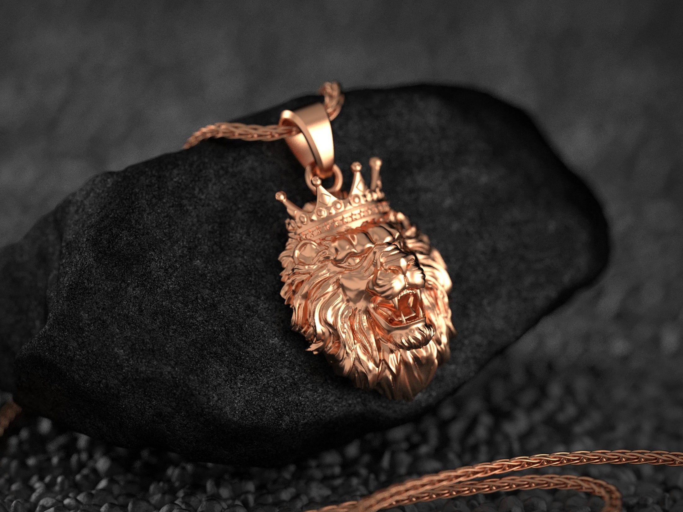 Sterling Silver Crowned Lion Pendant