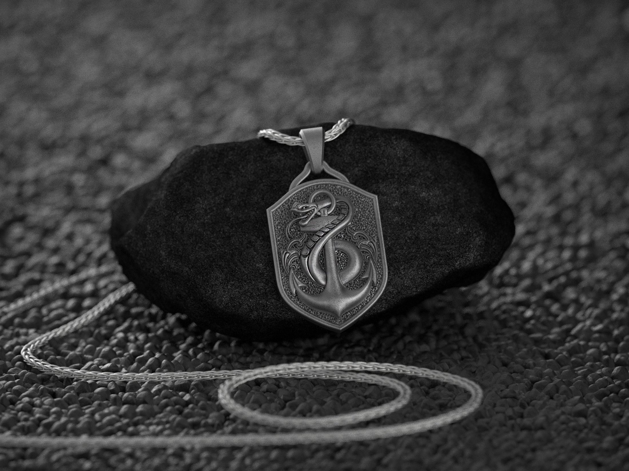 Nautical Snake & Anchor Pendant