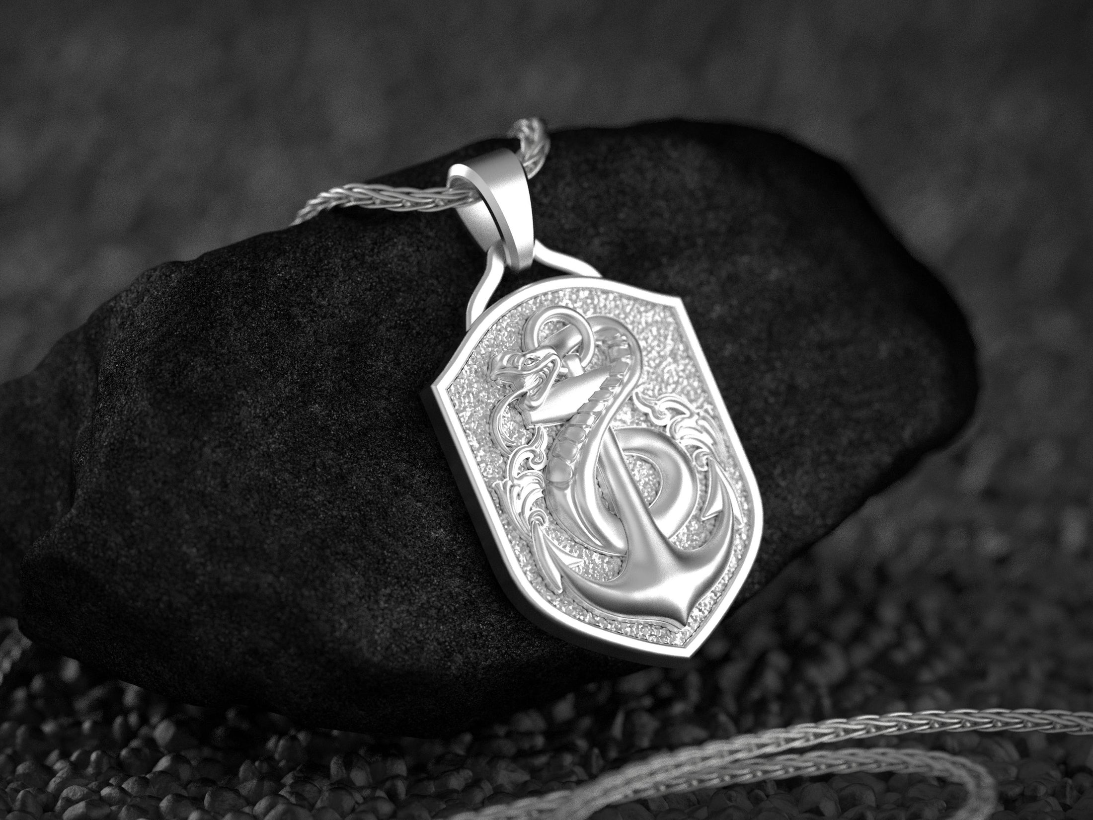 Nautical Snake & Anchor Pendant