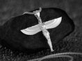 Load image into Gallery viewer, Rhodium plated Isis pendant with Ankh detail and wings.
