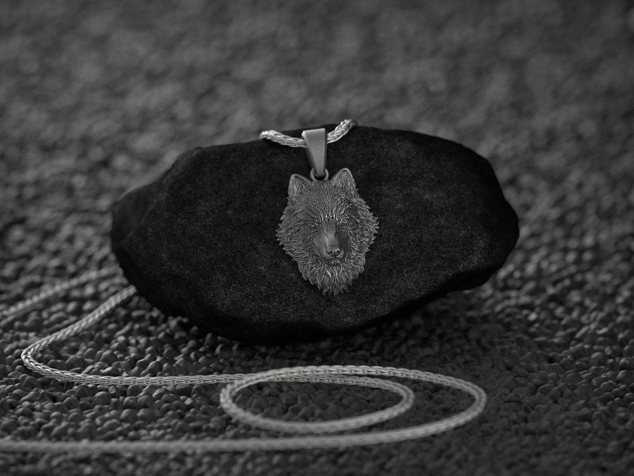 Sterling Silver Wolf Head Pendant