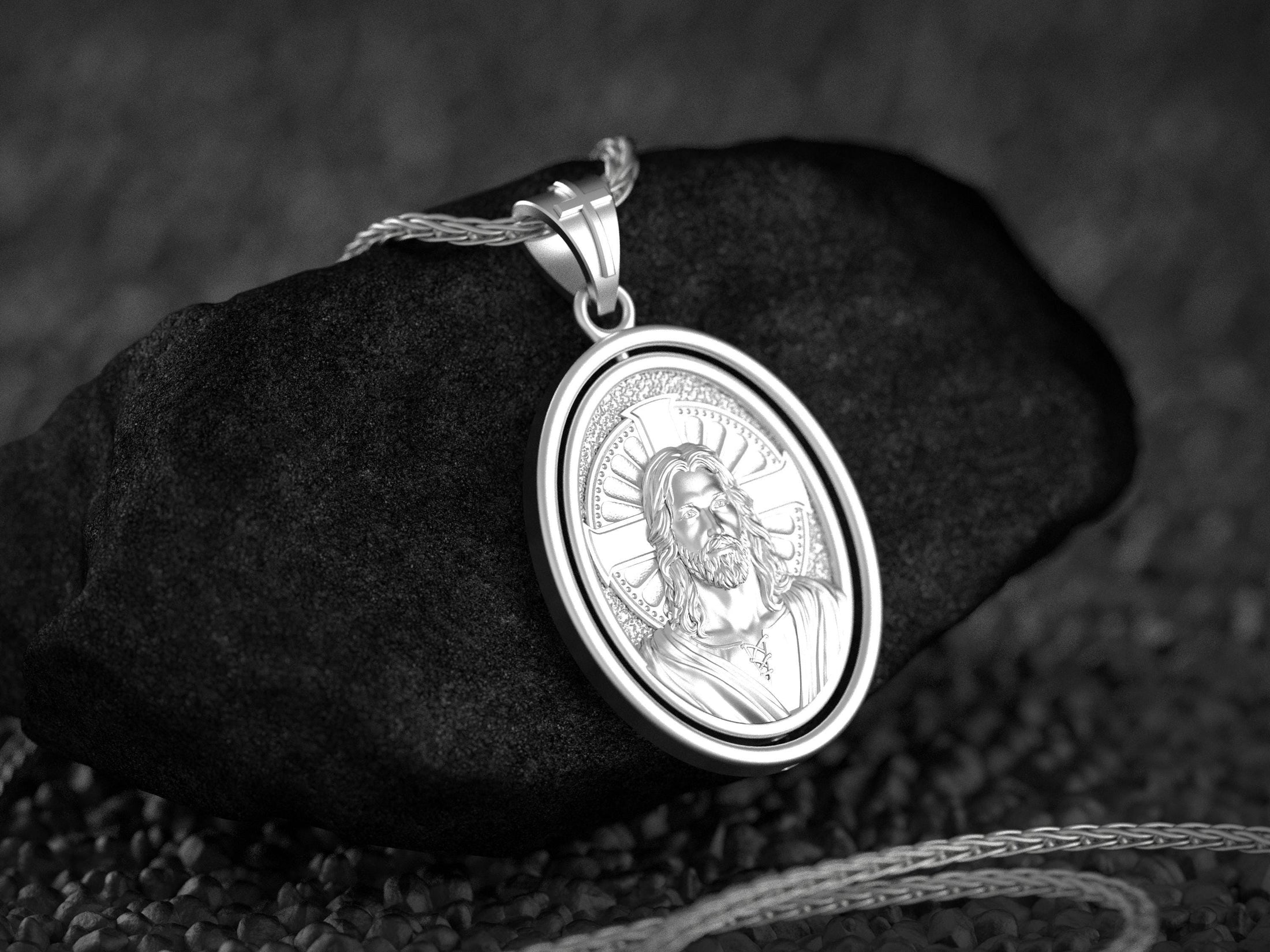 Spinning Jesus Pendant - Engravable