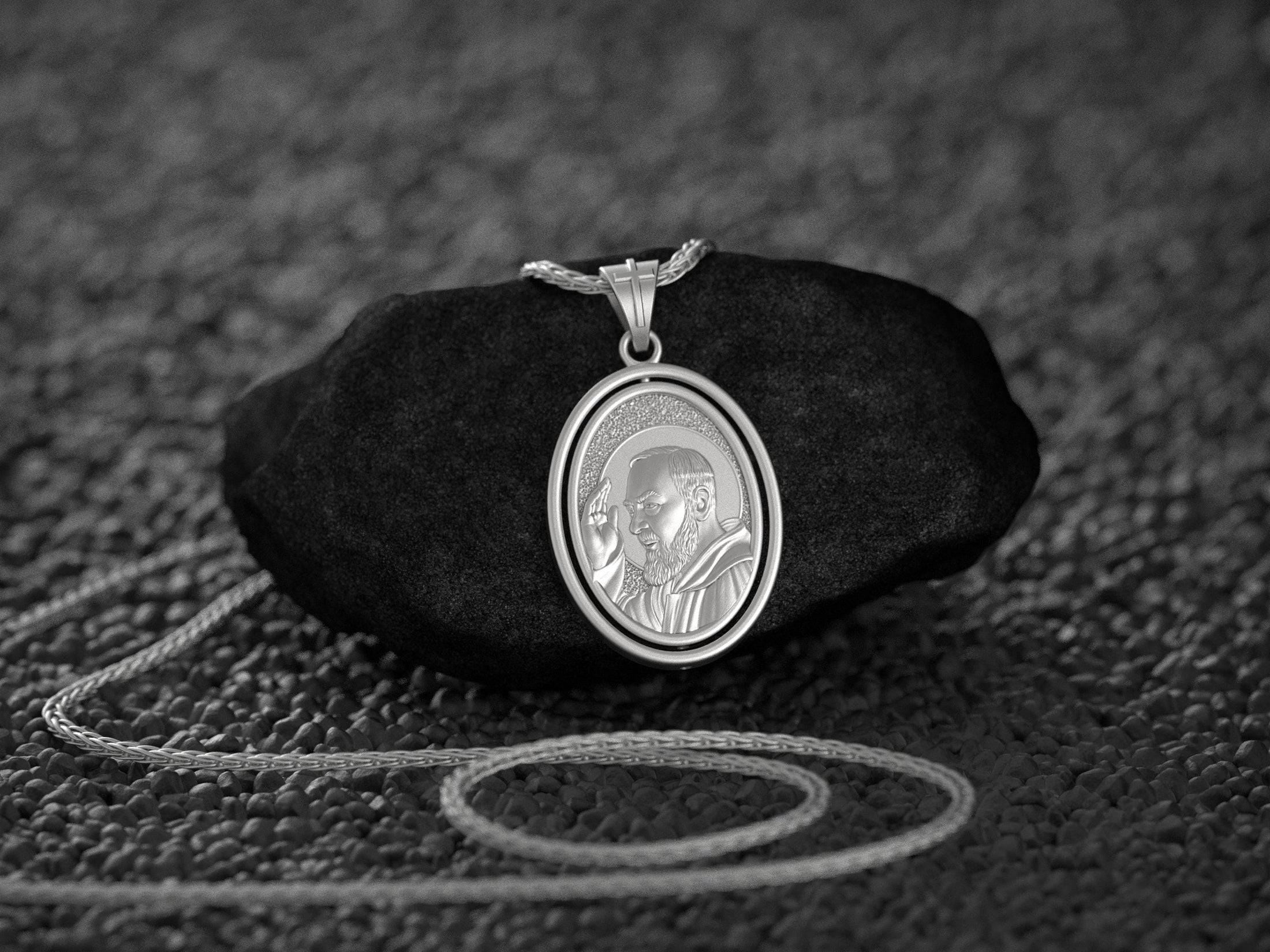 Spinning Padre Pio Pendant - Engravable