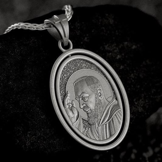 Spinning Padre Pio Pendant - Engravable