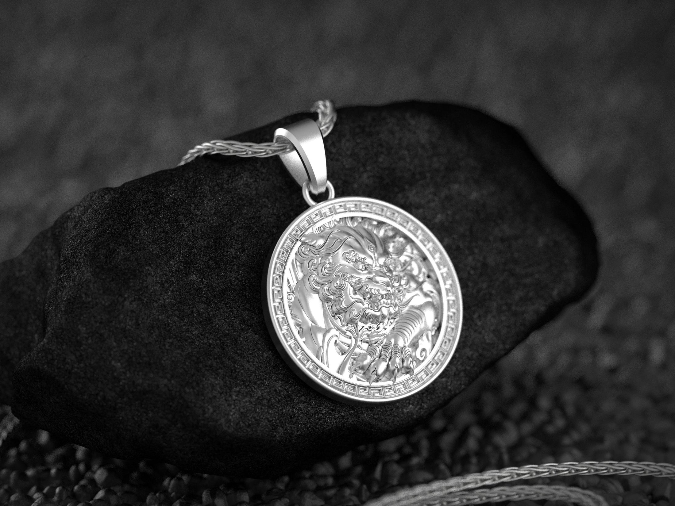 Chinese Guardian Lion Pendant