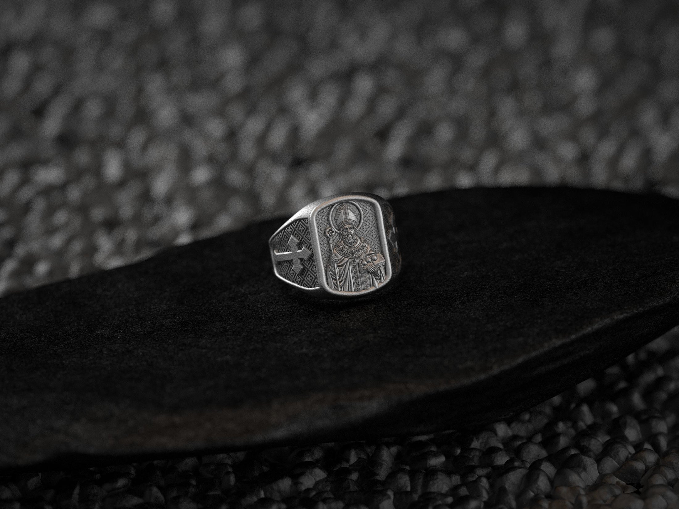 Saint Nicholas Ring – Sterling Silver Orthodox Bishop Signet Ring Christian Jewelry