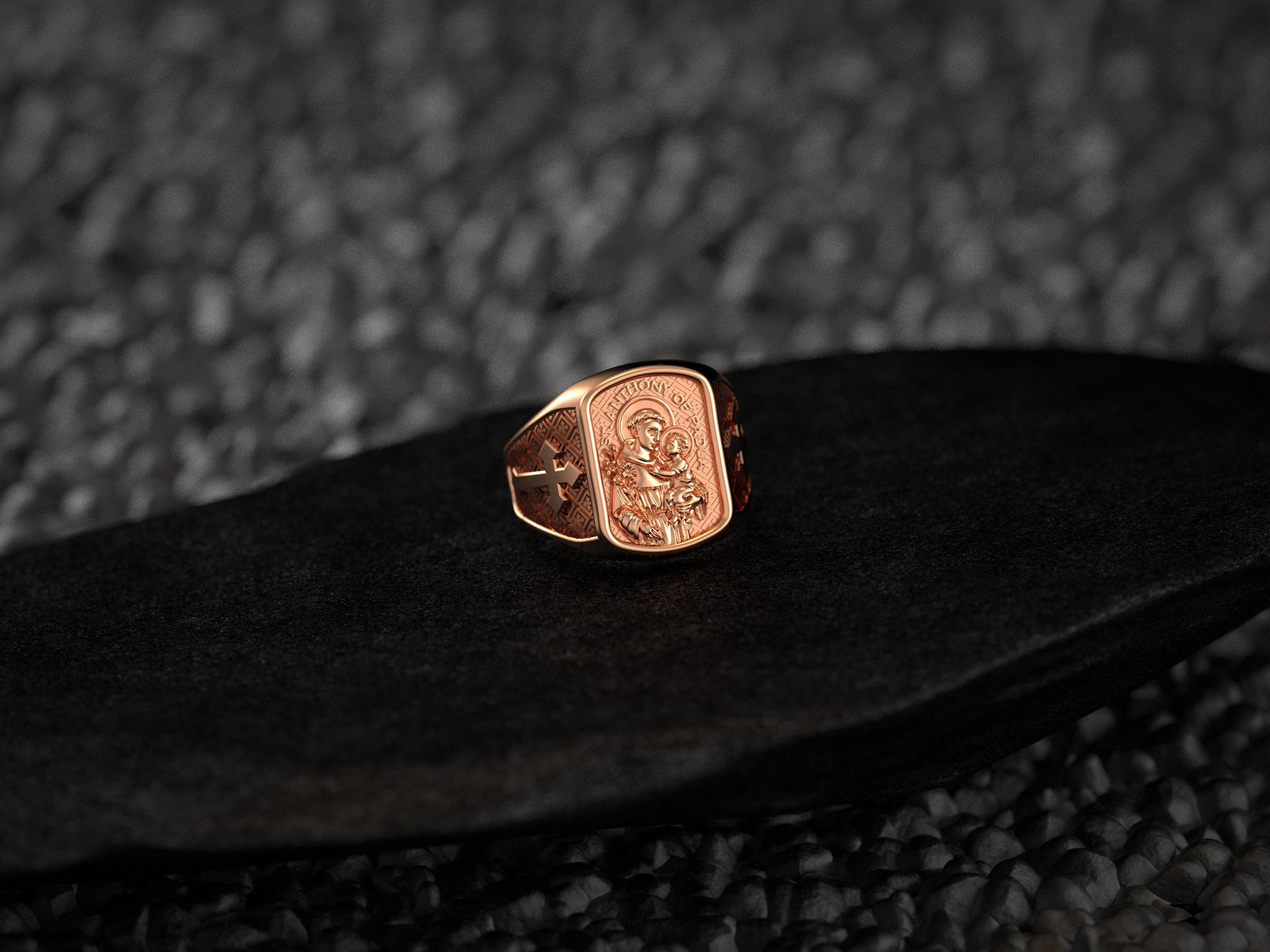 Saint Anthony of Padua Ring – Sterling Silver Catholic Signet Ring Religious Jewelry