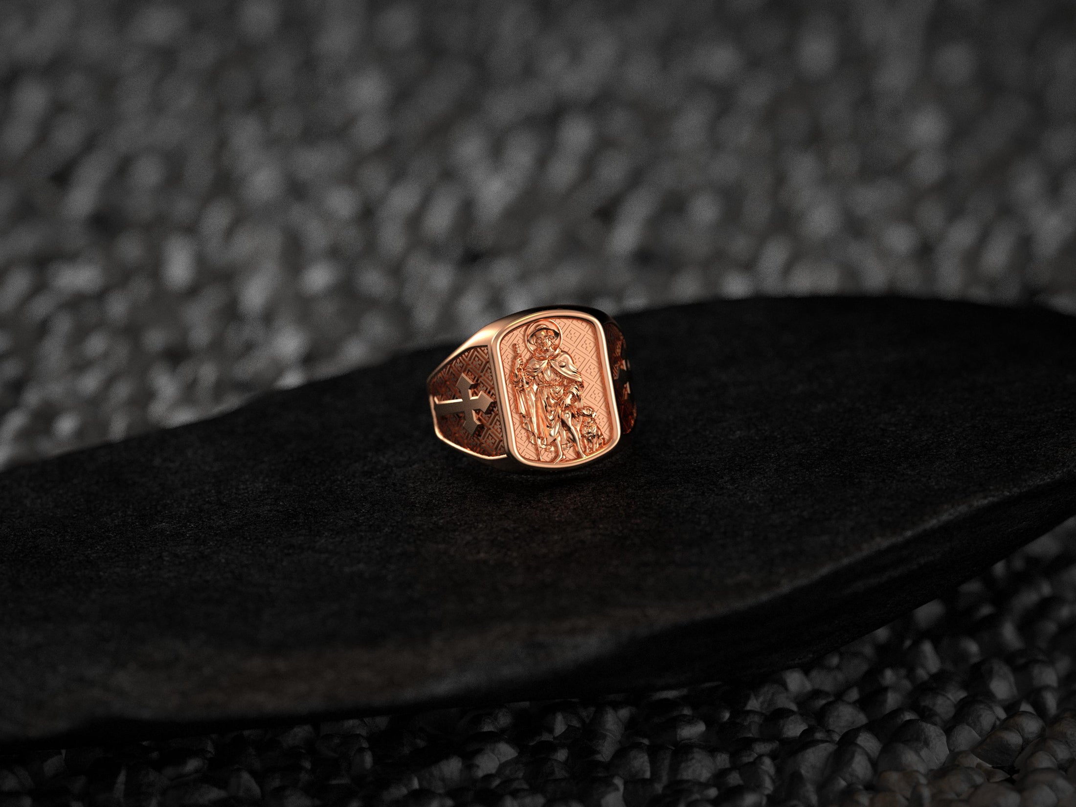 Saint Roch Ring – Sterling Silver Patron Saint of Plague Protection Signet Ring