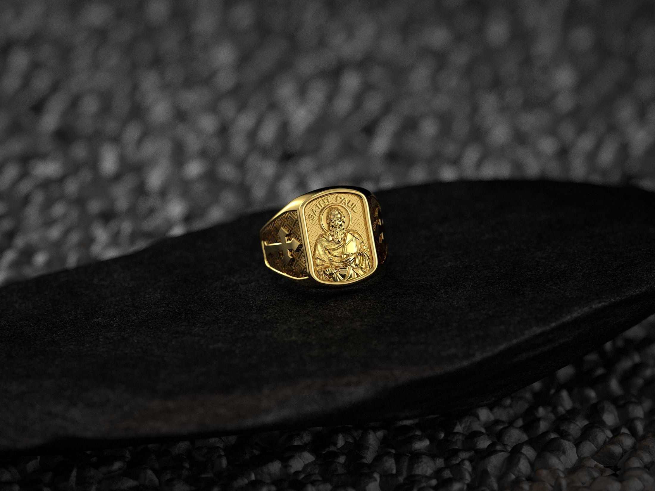 Saint Paul Apostle Ring – Sterling Silver Christian Signet Ring with Sword and Bible