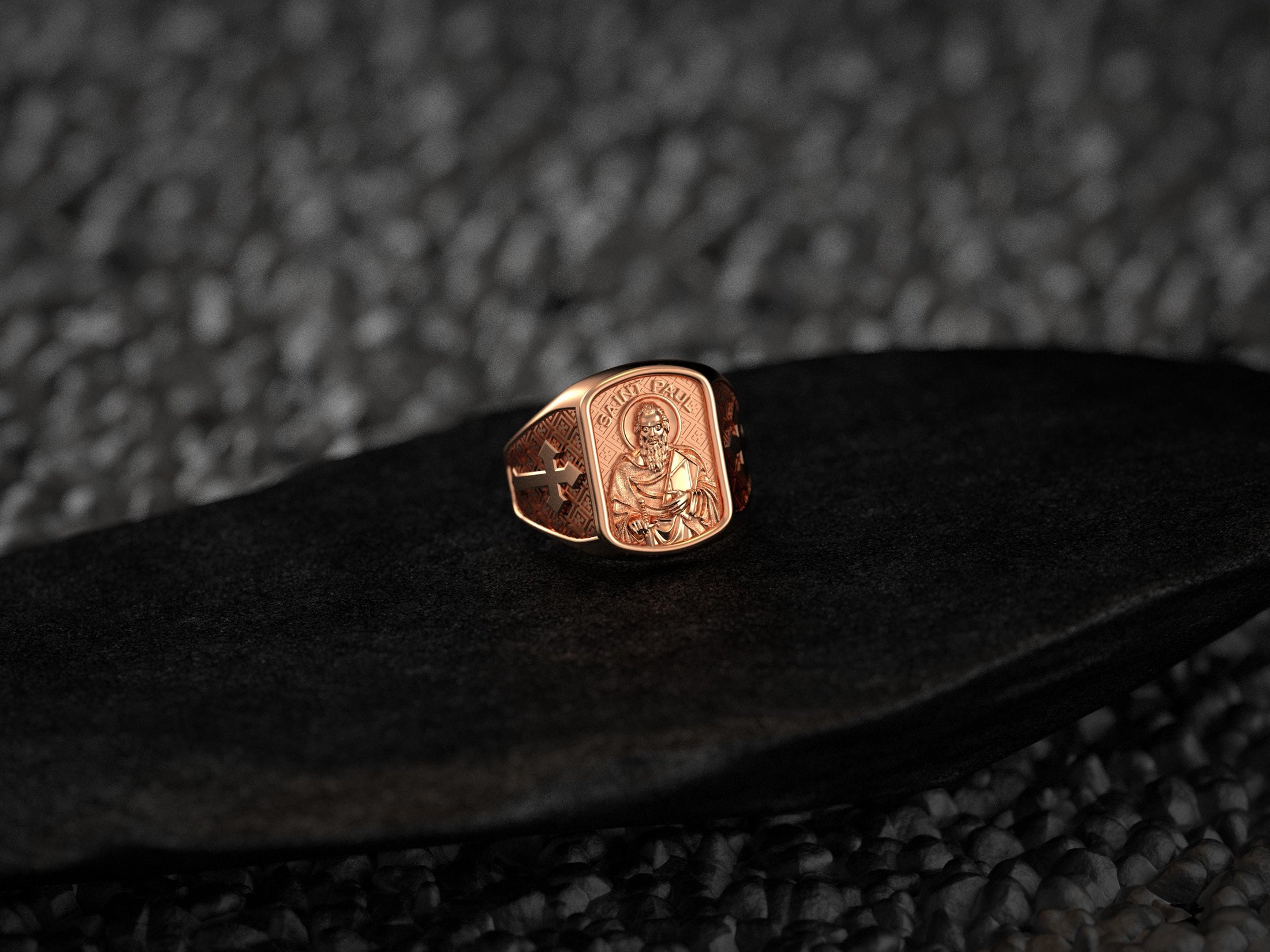 Saint Paul Apostle Ring – Sterling Silver Christian Signet Ring with Sword and Bible