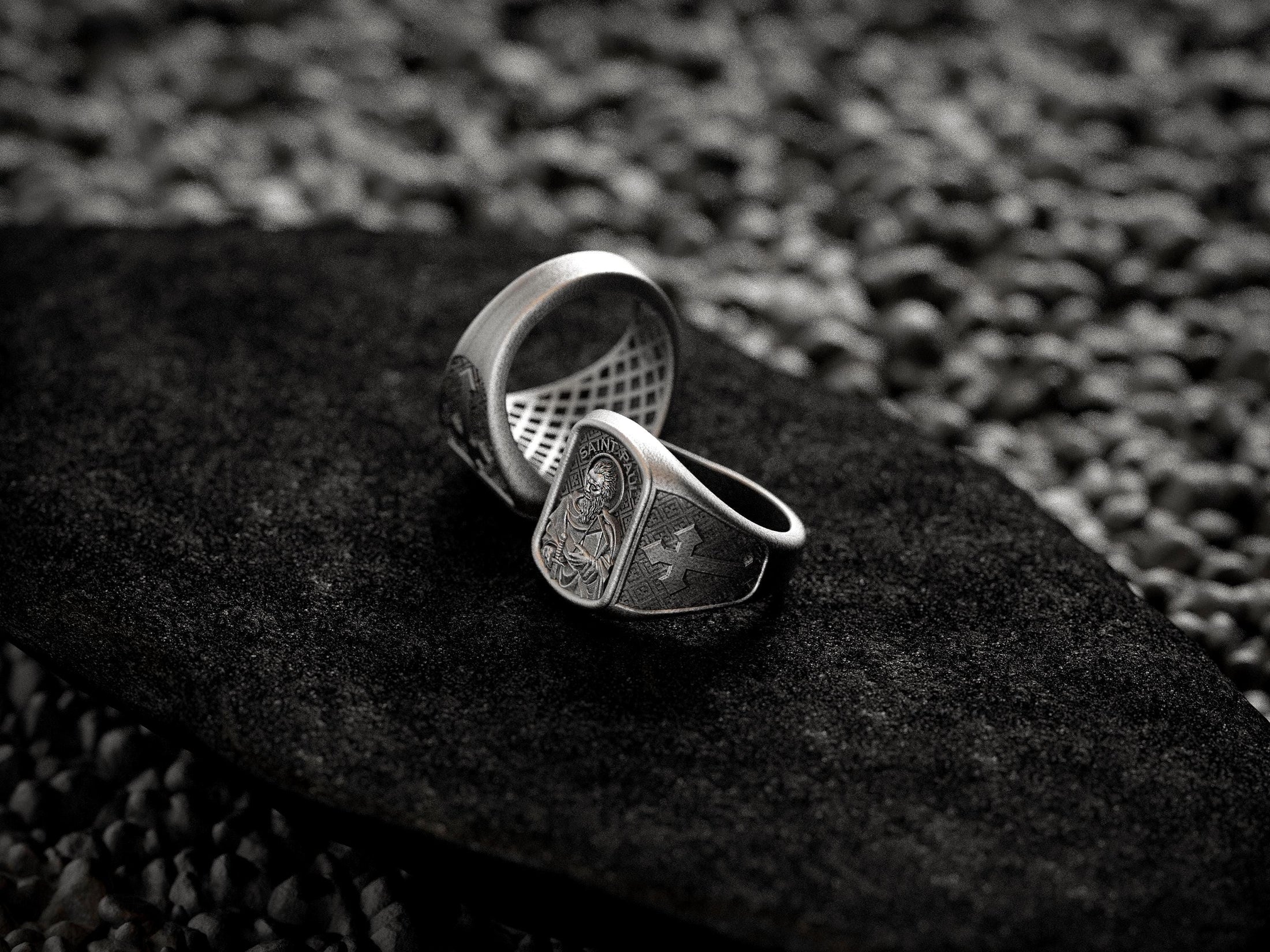 Saint Paul Apostle Ring – Sterling Silver Christian Signet Ring with Sword and Bible