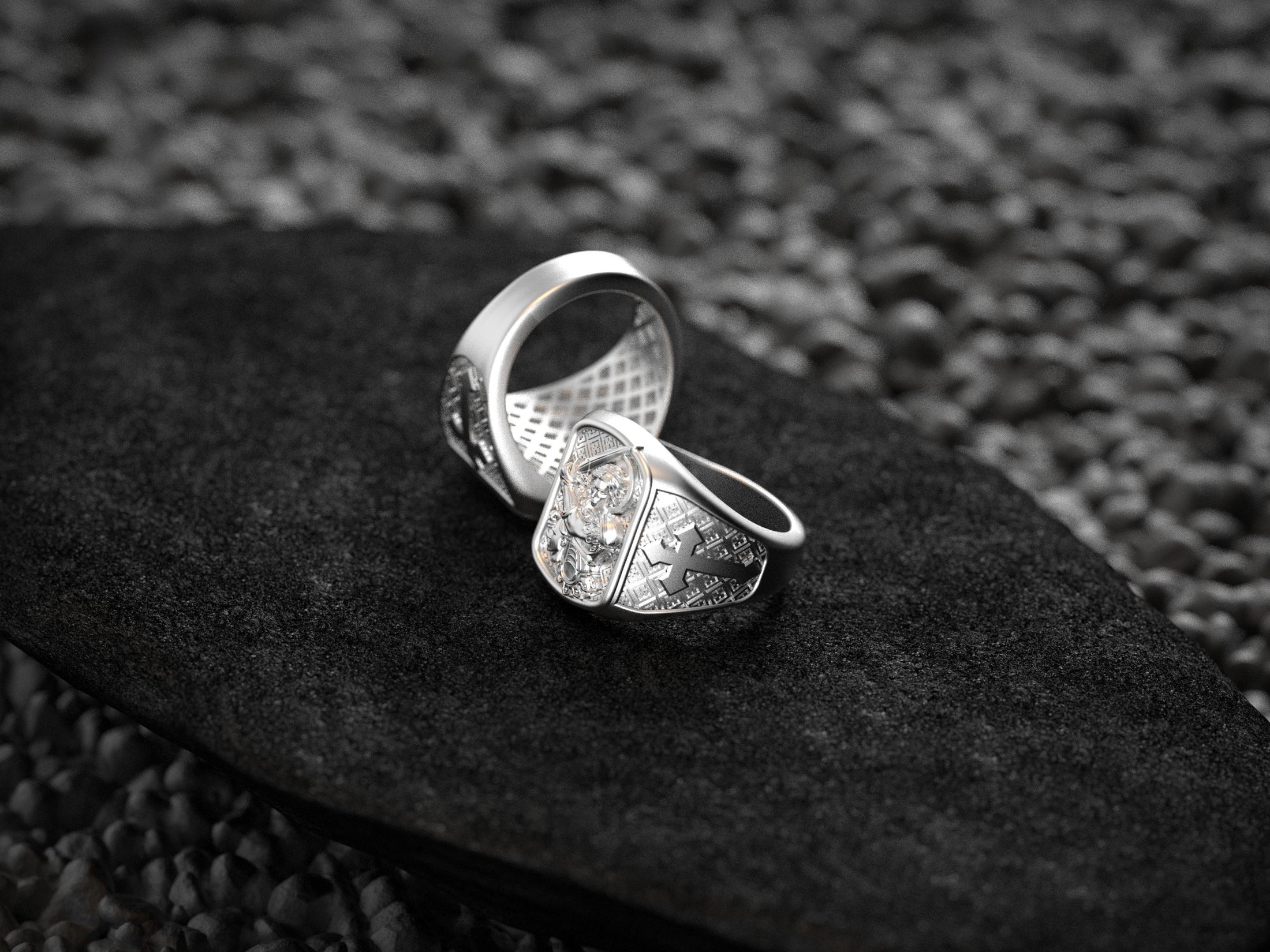 Saint Michael Ring – Sterling Silver Archangel Defeating Satan Christian Signet Ring
