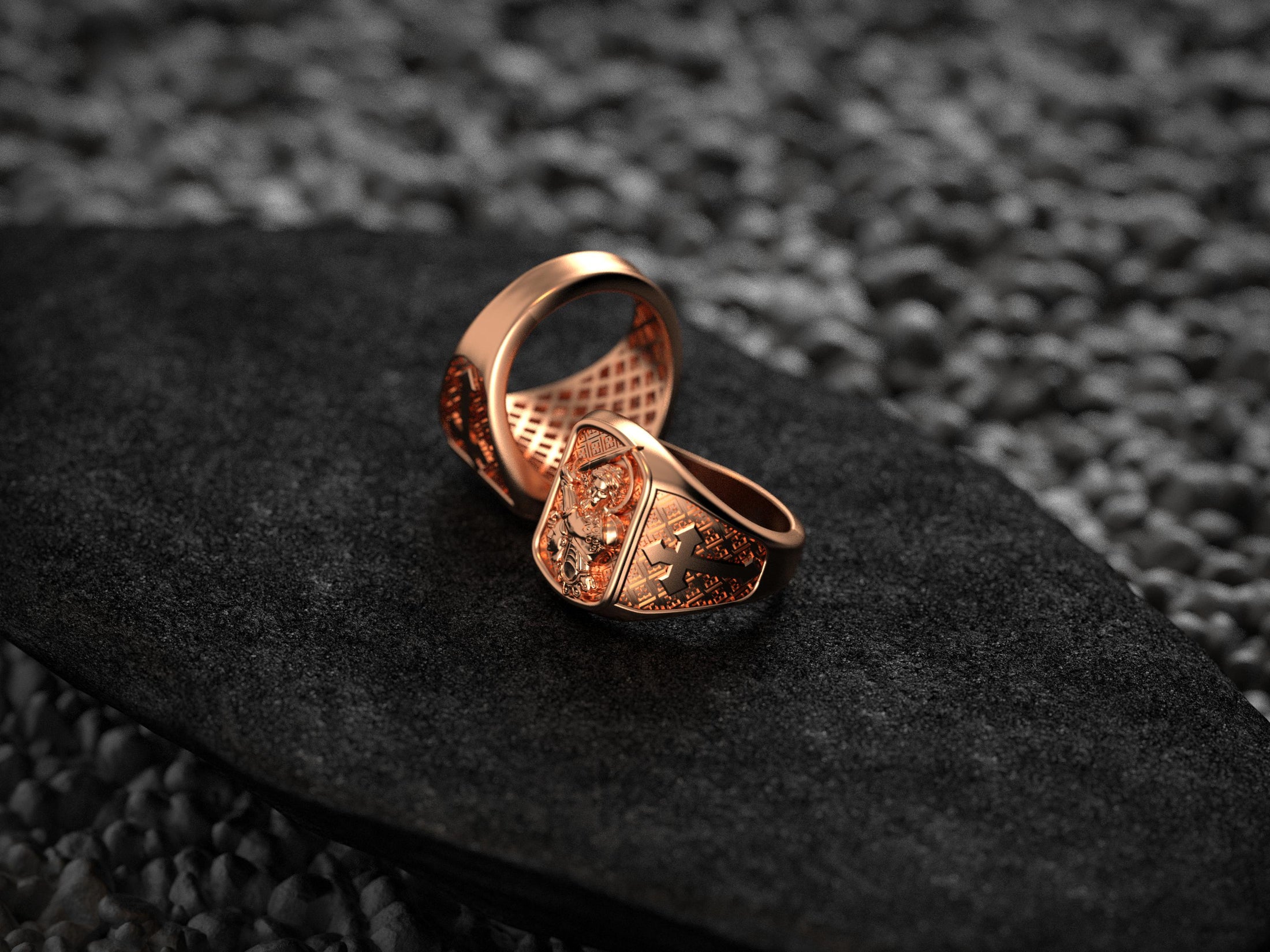 Saint Michael Ring – Sterling Silver Archangel Defeating Satan Christian Signet Ring