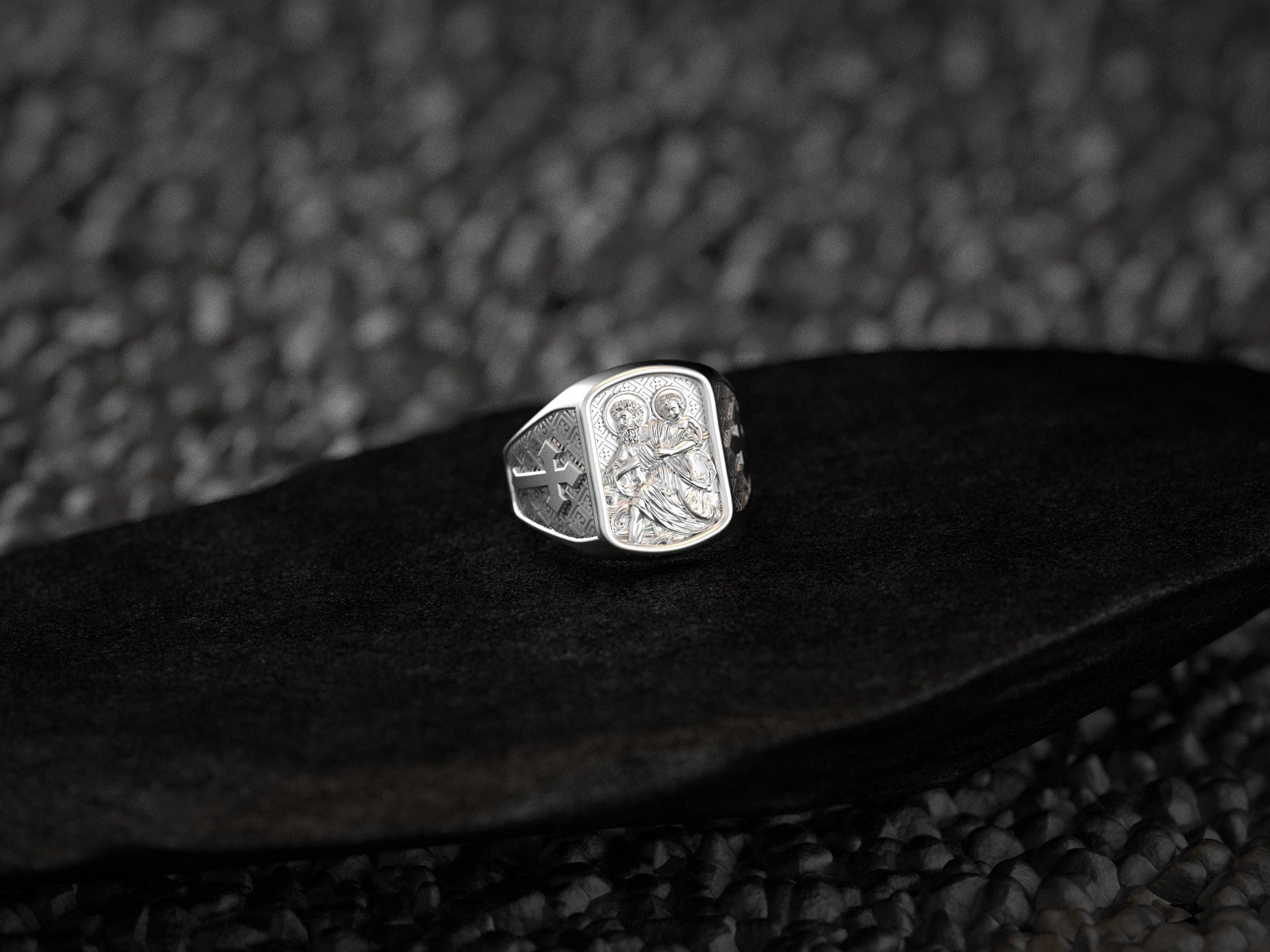 Saint Christopher Ring – Sterling Silver Patron Saint of Travelers Christian Signet Ring