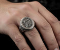 Load image into Gallery viewer, Christian Monogram Ring – Sterling Silver Cross Engraved Signet Ring Symbolic Jewelry

