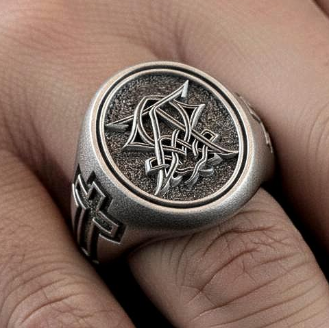 Christian Monogram Ring – Sterling Silver Cross Engraved Signet Ring Symbolic Jewelry
