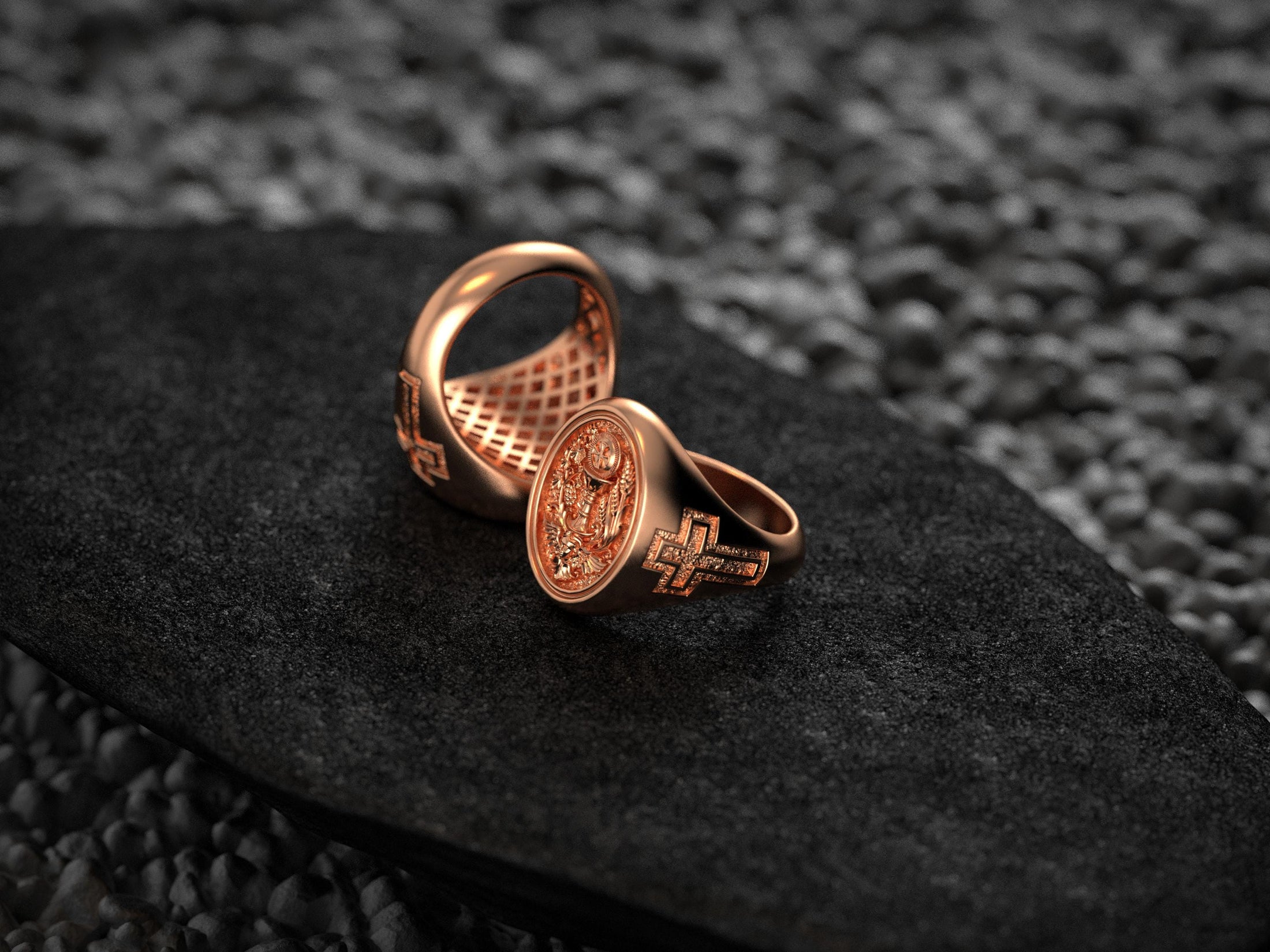 Holy Eucharist Ring – Sterling Silver Chalice and Host Christian Signet Ring