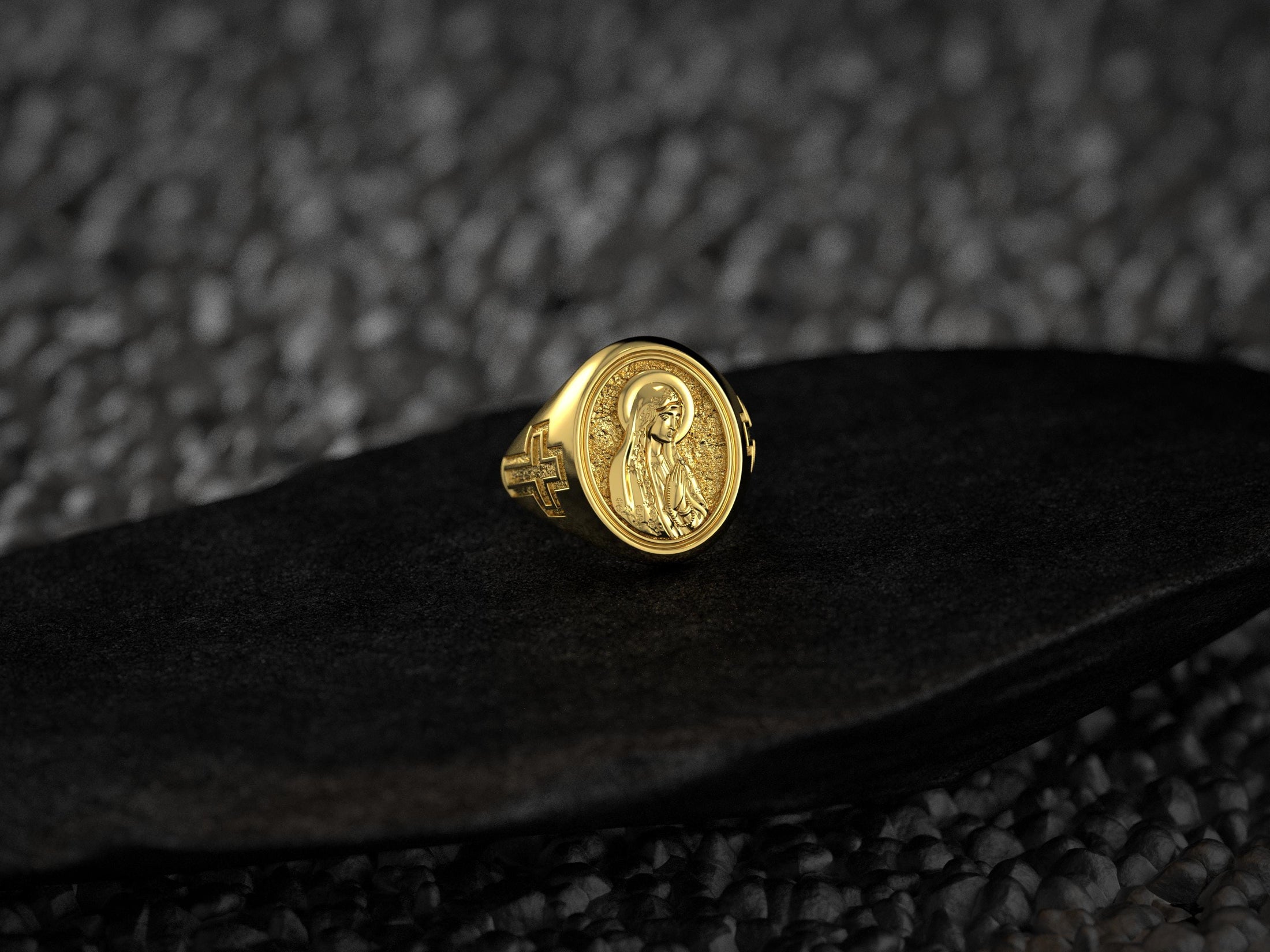 Virgin Mary Ring – Sterling Silver Our Lady of Guadalupe Signet Ring Catholic Jewelry