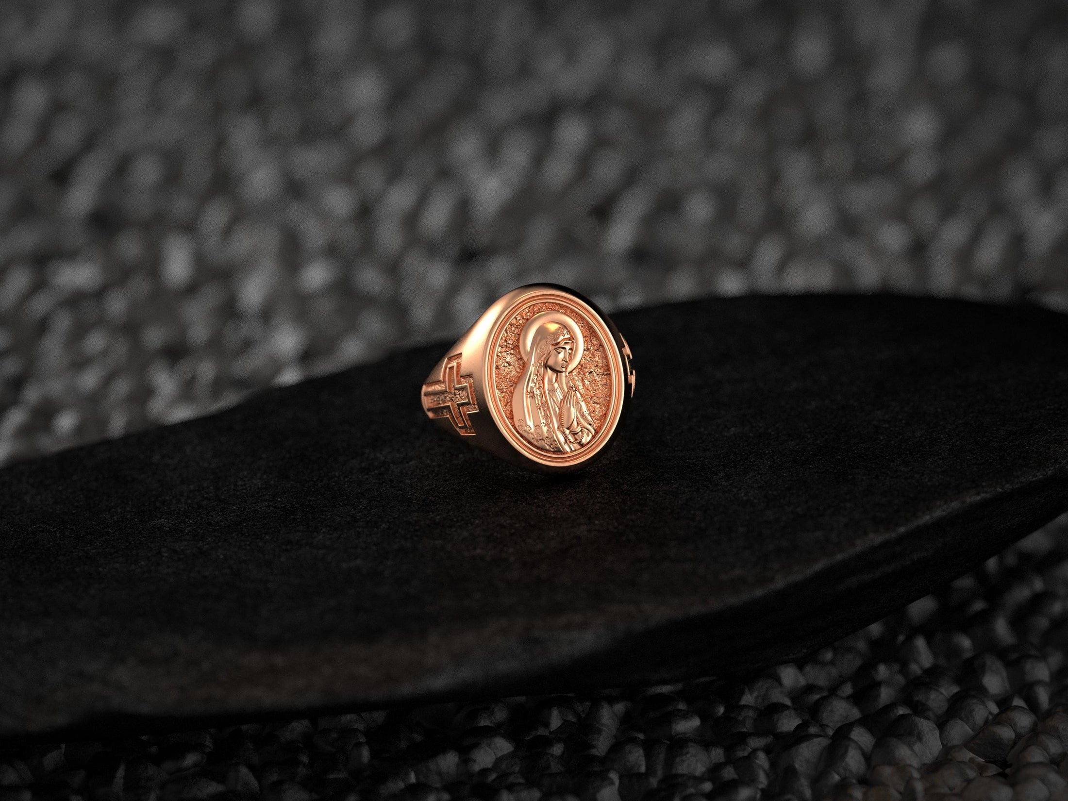 Virgin Mary Ring – Sterling Silver Our Lady of Guadalupe Signet Ring Catholic Jewelry