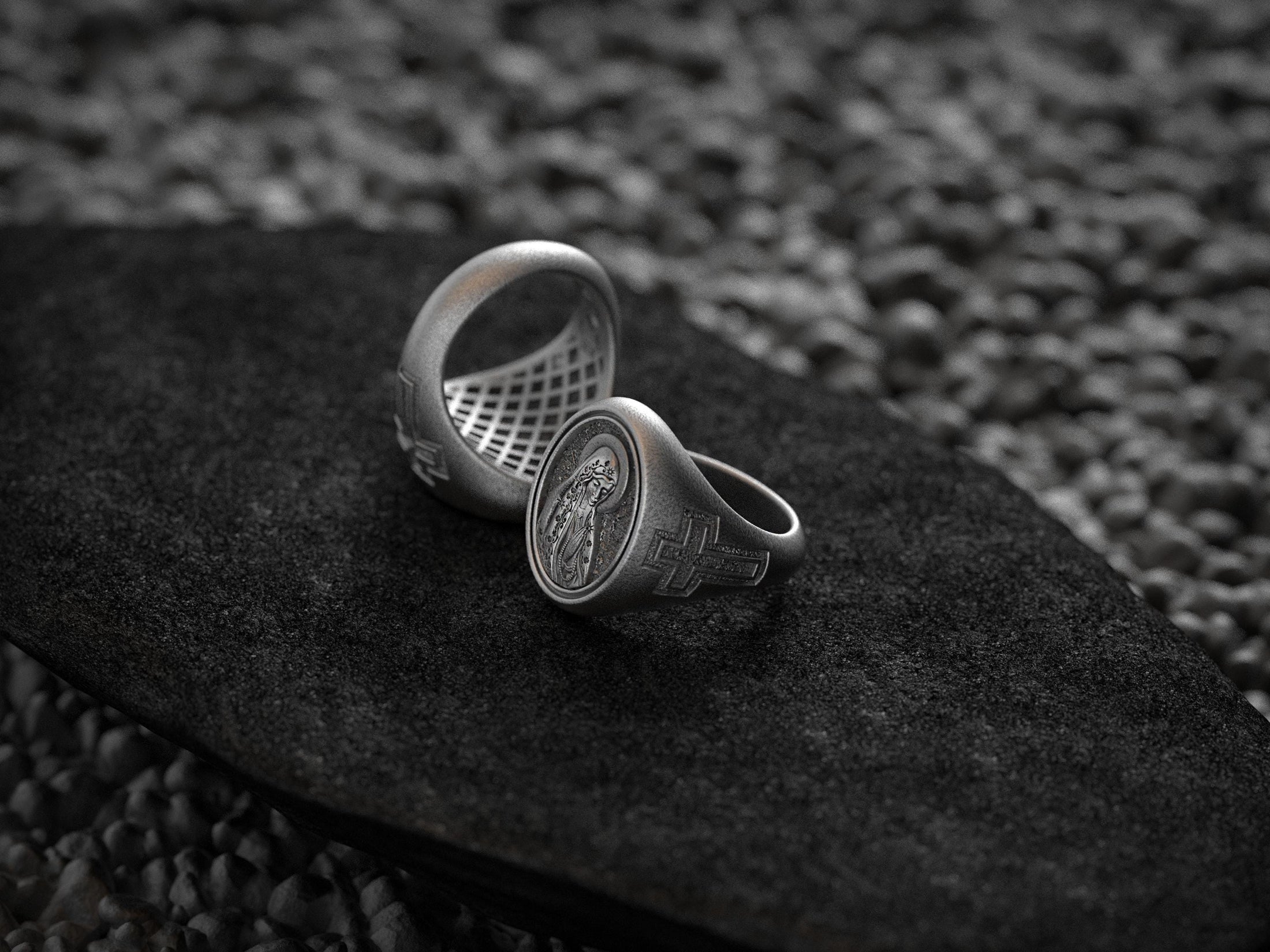Virgin Mary Ring – Sterling Silver Our Lady of Guadalupe Signet Ring Catholic Jewelry