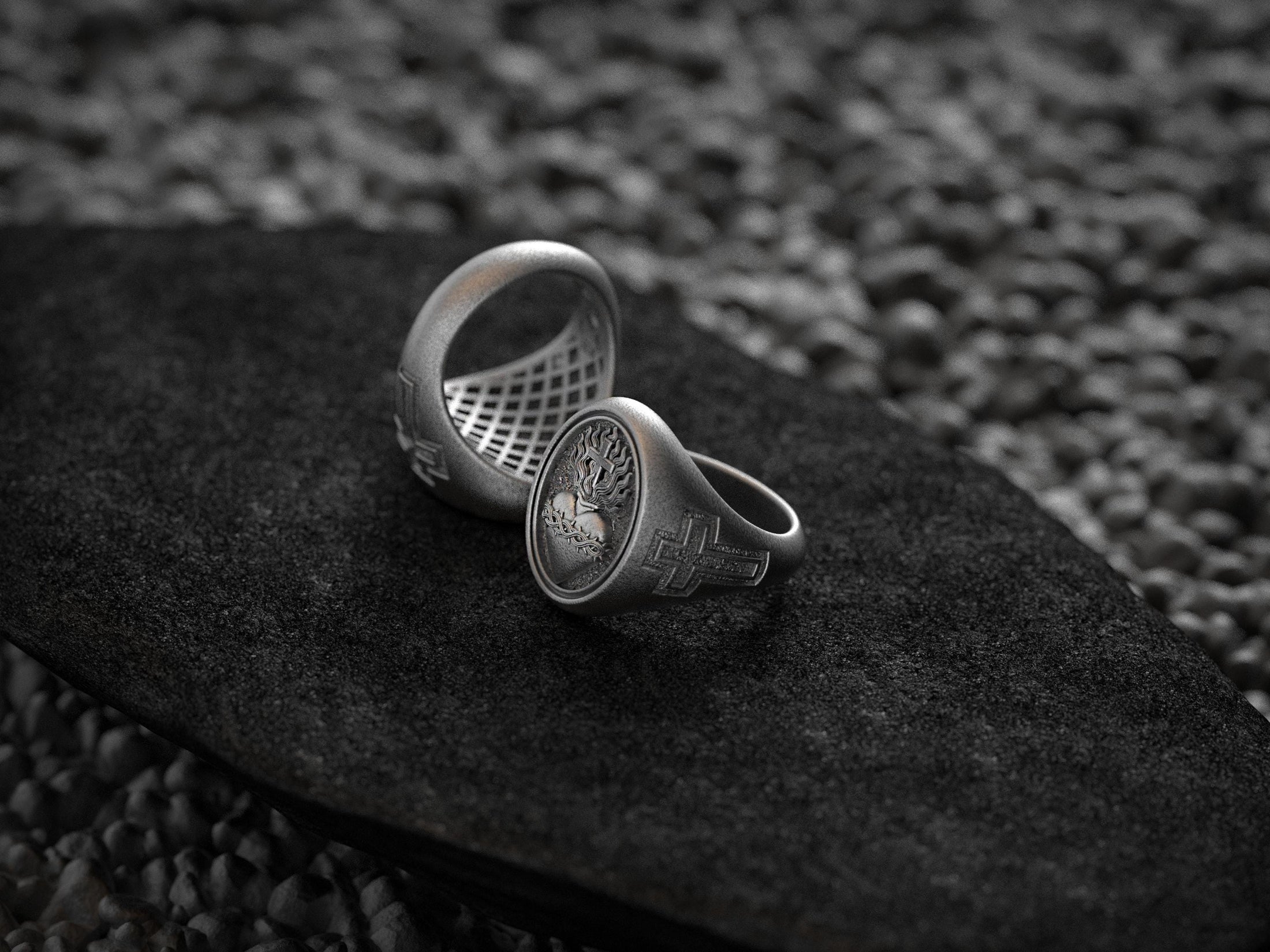 Sacred Heart of Jesus Ring – Sterling Silver Catholic Devotional Signet Ring