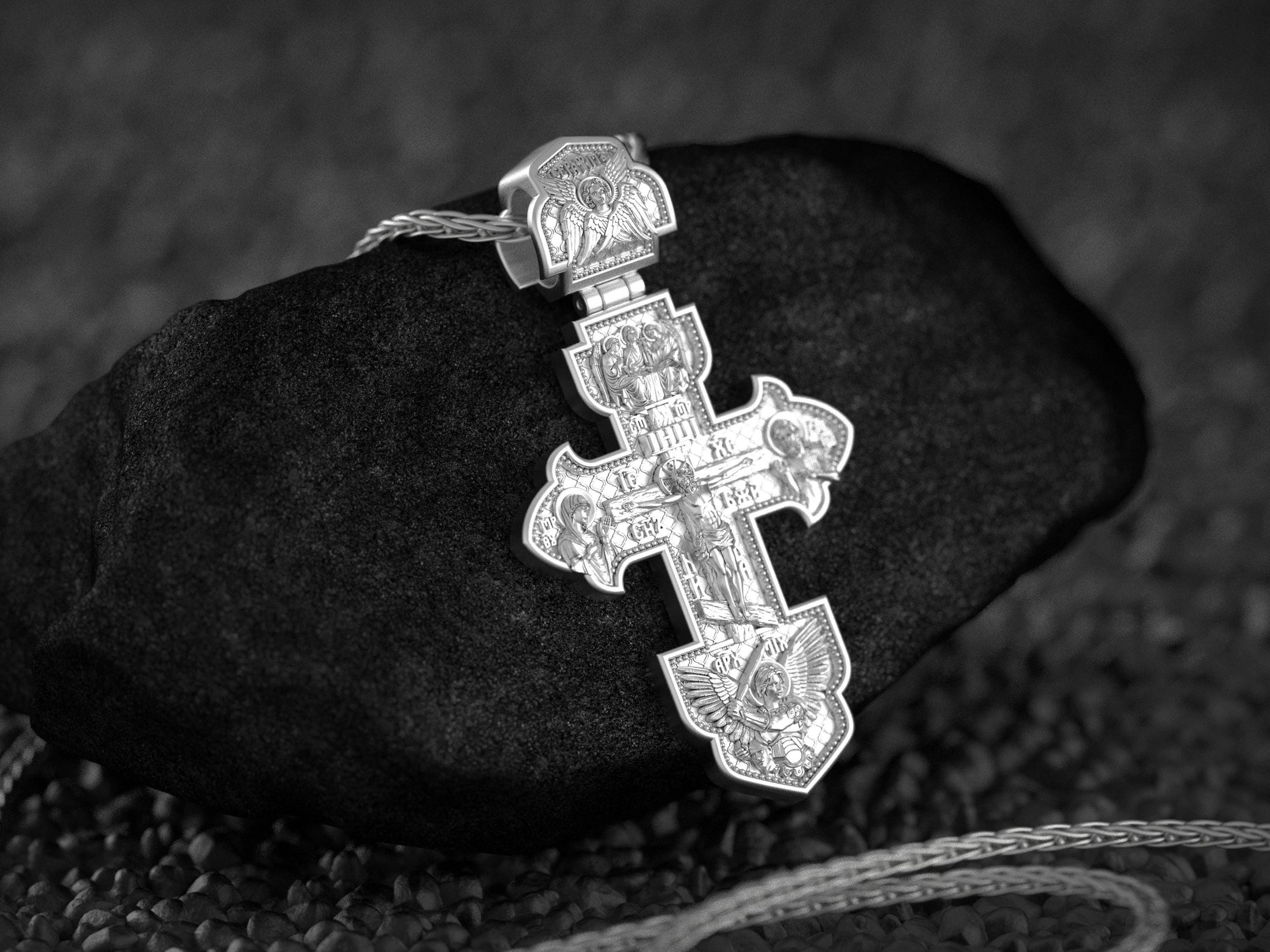 Double Sided Orthodox Cross – Sterling Silver Russian Crucifix Pendant Christian Jewelry