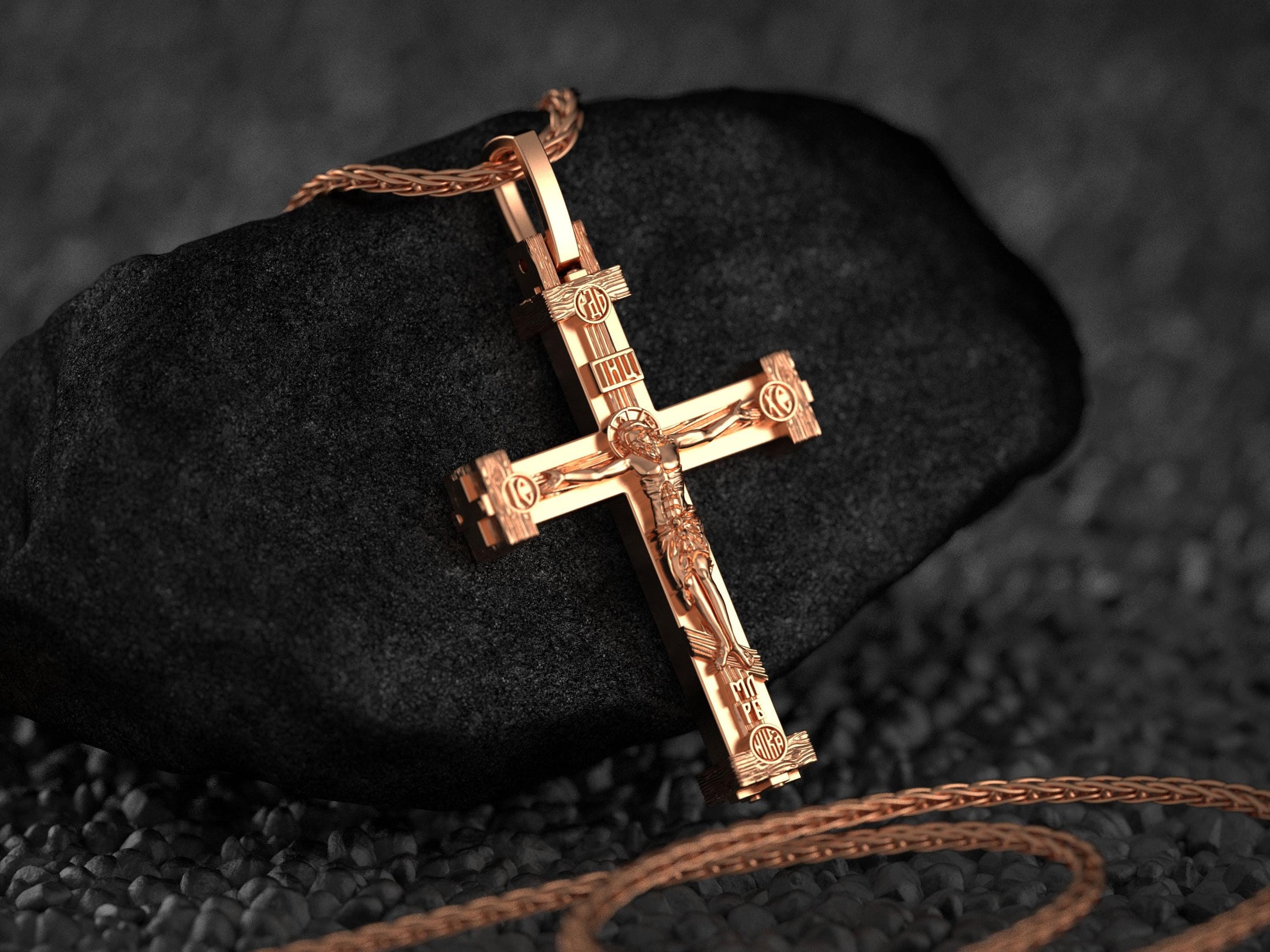 Double-Sided Orthodox Cross – Sterling Silver Russian Slavonic Crucifix Pendant