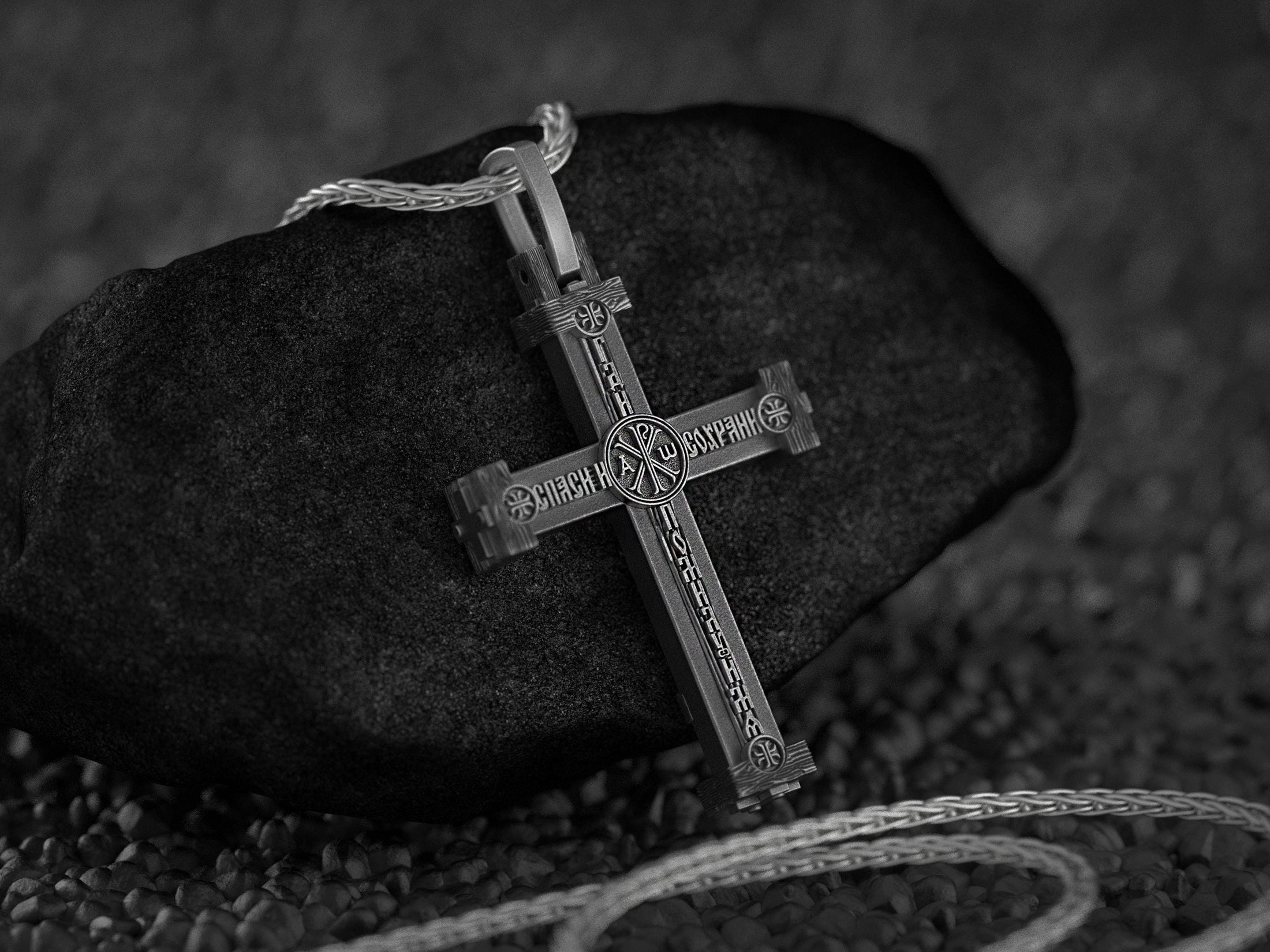 Double-Sided Orthodox Cross – Sterling Silver Russian Slavonic Crucifix Pendant