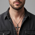 Load image into Gallery viewer, Double-Sided Orthodox Cross – Sterling Silver Russian Slavonic Crucifix Pendant
