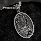 Silver Saint Patrick Pendant – Personalized Gift Sterling Silver Irish Patron Saint Medal Catholic Necklace