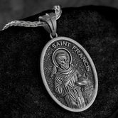 Saint Francis Pendant – Sterling Silver Patron Saint of Animals Catholic Medal Necklace