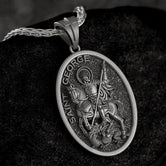 Saint George Pendant – Sterling Silver Dragon Slayer Medal Necklace Catholic Orthodox Jewelry