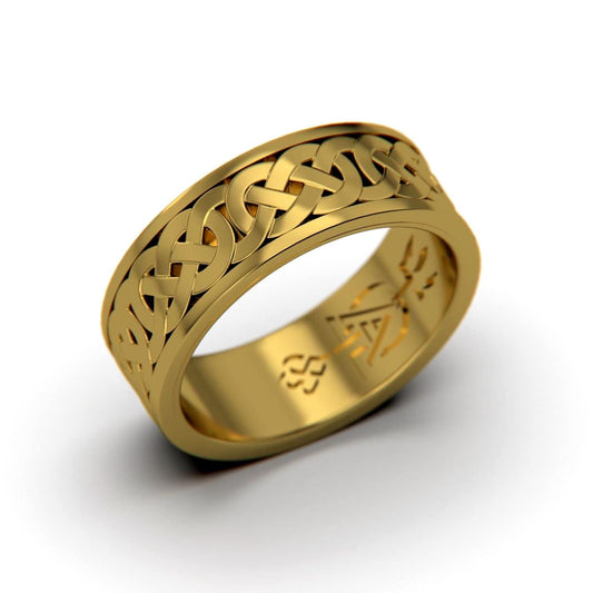 Engravable Celtic Knot Wedding Band – Solid Gold Ring 10k 14k 18k Yellow White Rose Gold