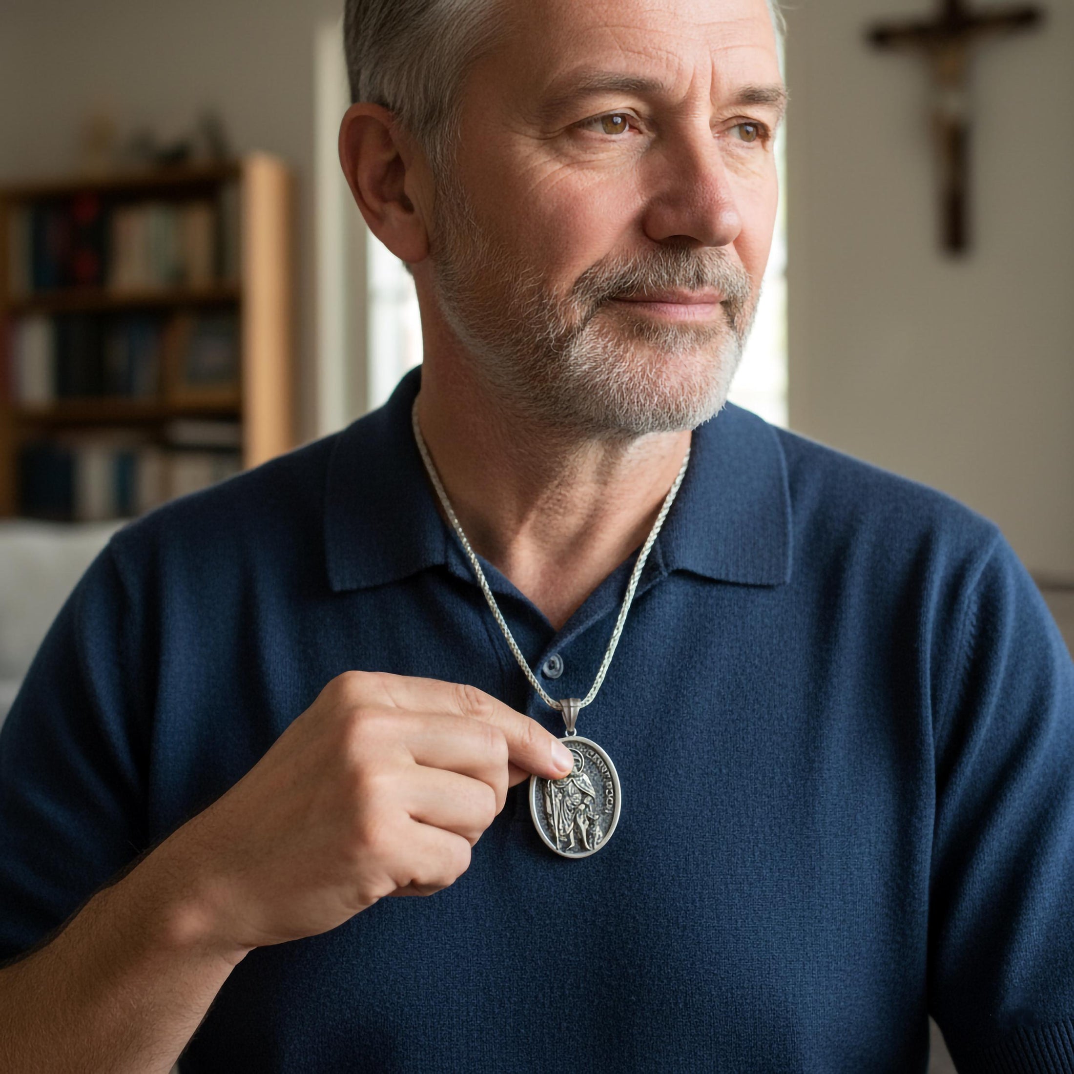 Saint Roch Pendant – Sterling Silver Catholic Medal Necklace Patron Saint of Healing & Protection